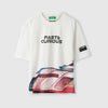 Boys Boxy Fit Round Neck Printed Exploded Placement Car Pique T-Shirt