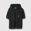 Boys Boxy Fit Hooded Neck Solid Pique T-Shirt
