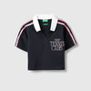 Girls Regular Fit Polo Neck Embroidered T-Shirt