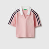Girls Regular Fit Johny Collar Solid Cropped Pique Seamseal T-shirt