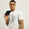 Men Relaxed Fit Crew Neck Printed Tonal Emblem Pique T-shirt