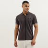Men Regular Fit Polo Neck Textured Zipped Bonded Tape Pique T-Shirt