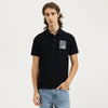 Men Relaxed Fit Polo Neck Patch Work T-Shirt