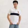 Men Regular Fit Polo Neck Colorblock Chest Panel Pique T-Shirt