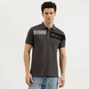 Men Regular Fit Polo Neck Graphic Barcode Pique T-Shirt