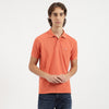 Men Relaxed Fit Polo Neck Solid Pique Applique T-Shirt