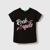 Girls Regular Fit Round Neck Sequince T-Shirt