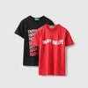 Boys Regular Fit Round Neck Typography Pack of 2 T-Shirt