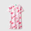 Girls Regular Fit Round Neck Printed Love T-Shirt Dress