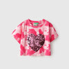 Girls Cropped Fit Round Neck Sequined T-Shirt
