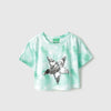 Girls Cropped Fit Round Neck Sequined T-Shirt