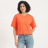 Women Round Neck Printed All Over Tonal Flock T-Shirt