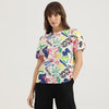 Women Round Neck Graffiti T-Shirt