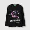 Boys Regular Fit Round Neck Printed Helmet In Technique T-Shirt