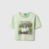 Cropped Fit Round Neck Graphic T-Shirt