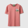 Girls Longline Fit Round Neck Back Scenery Print T-Shirt