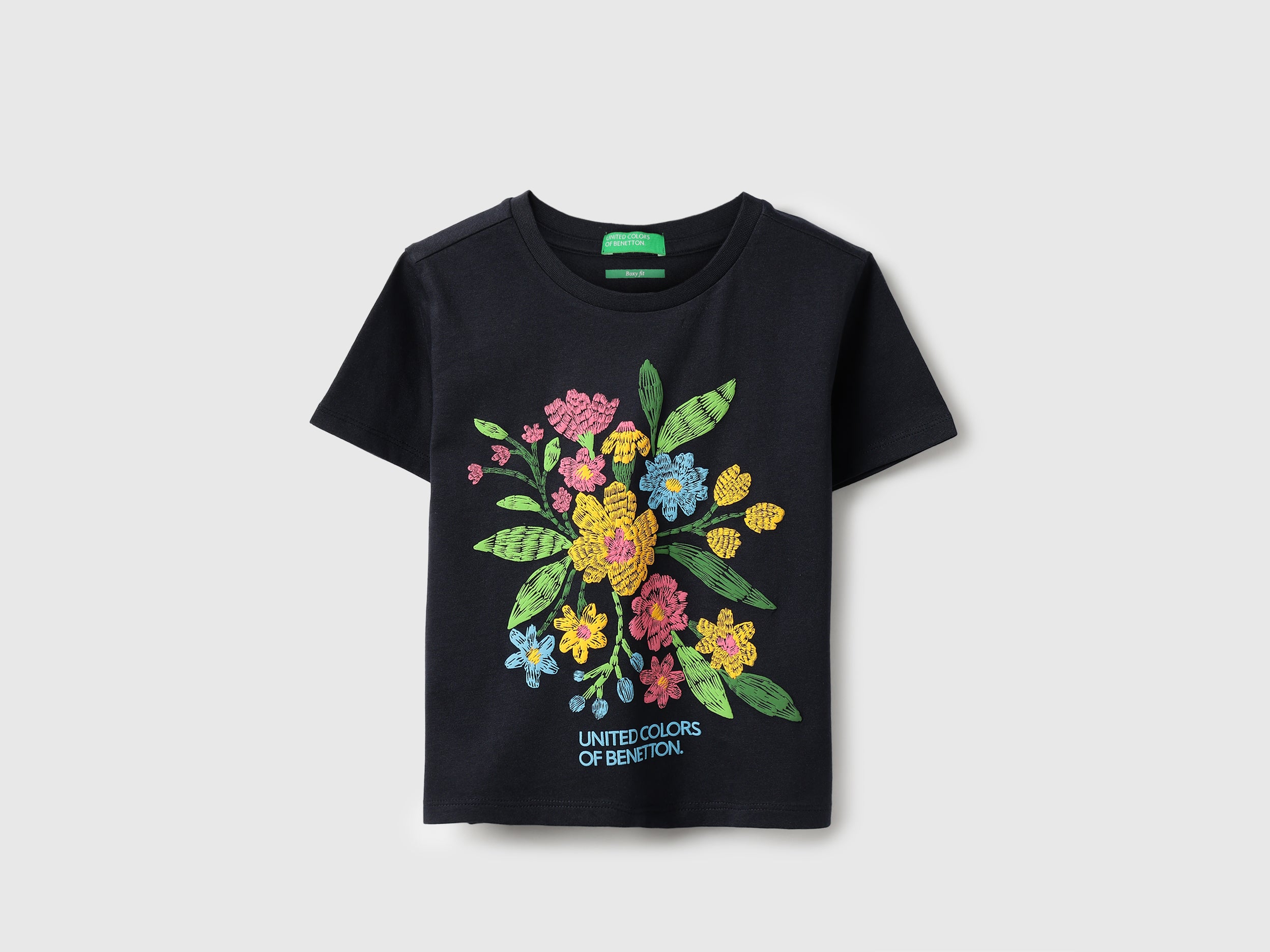 Boxy Fit Round Neck Floral Puff Print T-Shirt