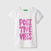 Girls Regular Fit Round Neck Typography T-Shirt