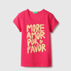 Girls Regular Fit Round Neck Typography T-Shirt