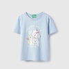 Girls Boxy Fit Round Neck Printed Crinkle Technique Poodle T-Shirt