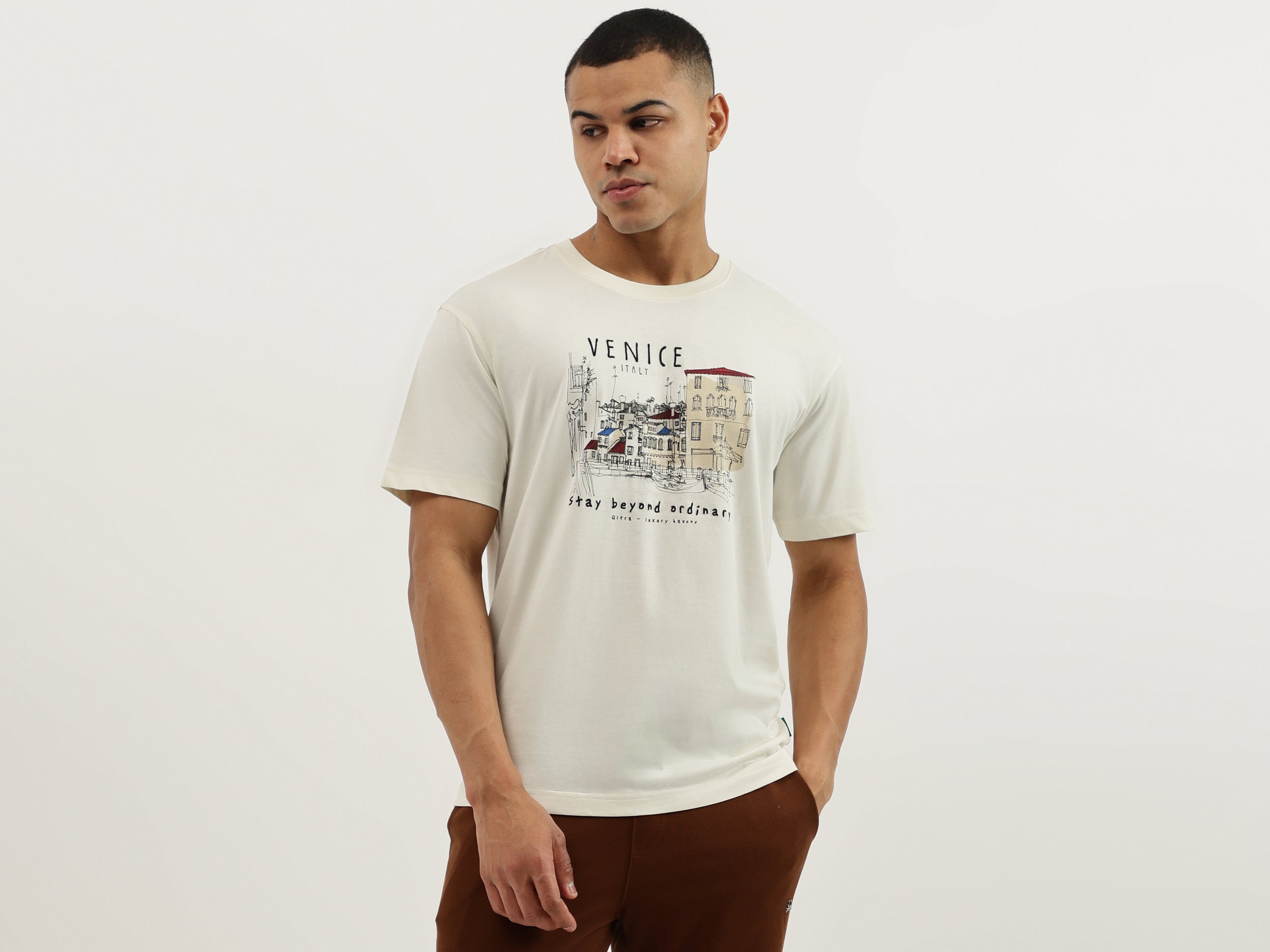 Boxy Fit Crew Neck Printed Villa Manelli Hotel Jersey T-Shirt
