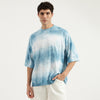 Men Supersize Fit Crew Neck Printed All Over Oil Paint Jersey T-Shirt