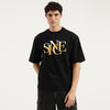Men Oversized Fit Crew Neck Applique Oil Paint Since Jersey T-Shirt
