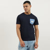Men Relaxed Fit Crew Neck Solid Woven Patch Pocket T-Shirt