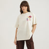Women Regular Fit Round Neck Back Diffused Floral Branding T-Shirt