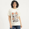 Women Round Neck Floral Garden Technique T-Shirt