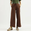 Women Solid Wide Leg Fit Interlock Trackpants