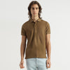 Men Regular Fit Polo Neck Textured Since Towel T-Shirt