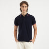 Men Regular Fit Polo Neck Textured Terry Jacquard T-Shirt