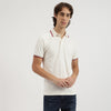 Men Regular Fit Polo Neck Textured Terry Jacquard T-Shirt