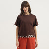 Women Round Neck Solid Branding Hem T-Shirt