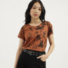 Women Round Neck Floral Print T-Shirt