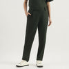 Women Solid Crop Pull Up Folded Hem Pants