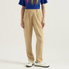 Women Solid Crop Pull Up Folded Hem Trousers