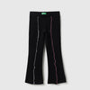 Girls Solid Regular Fit Rib with Overlock Trousers