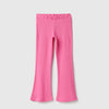 Girls Solid Regular Fit Rib Flared Pants