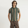 Men Regular Fit Striped Grindle Waffle Polo T-Shirt