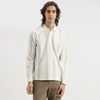 Men Relaxed Fit Polo Neck Striped Brush Stroke T-Shirt