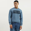 Men Regular Fit Crew Neck Solid Tex Transfer Interlock Sweatshirt