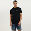 Men Relaxed Fit Crew Neck Branded Applique Stripe Pique T-Shirt