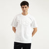 Men Boxy Fit Crew Neck Embossed Jersery T-Shirt