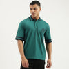 Men Oversized Fit Polo Neck Printed T-Shirt