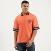 Men Oversized Fit Polo Neck Printed T-Shirt