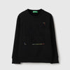 Boys Regular Fit Round Neck Embossed Barcode Sweatshirt