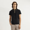 Men Regular Fit Polo Neck Solid Zipped Placket Jersey T-Shirt