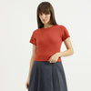 Women Round Neck Solid Fitted Crop Baby T-Shirt